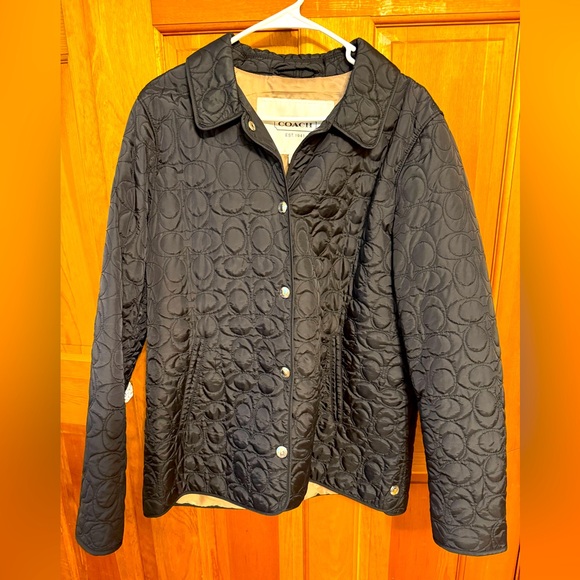 Coach Jackets & Blazers - Quilted Coach black jacket tan interior size L women